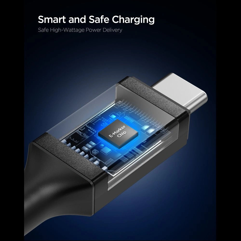 Kabel Spigen Essential EB24015CC USB-C / USB-C 240W 150cm - czarny – zdjęcie 5