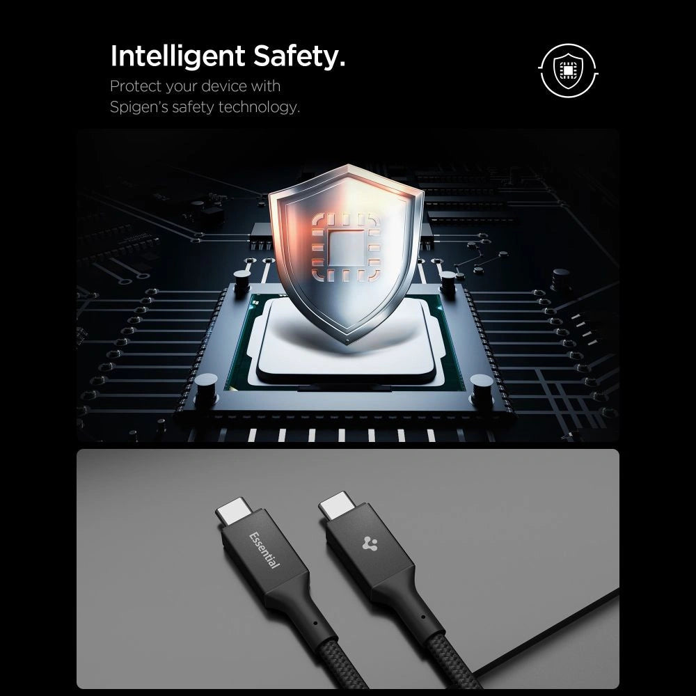Kabel Spigen Essential EB24015CC USB-C / USB-C 240W 150cm - czarny – zdjęcie 8