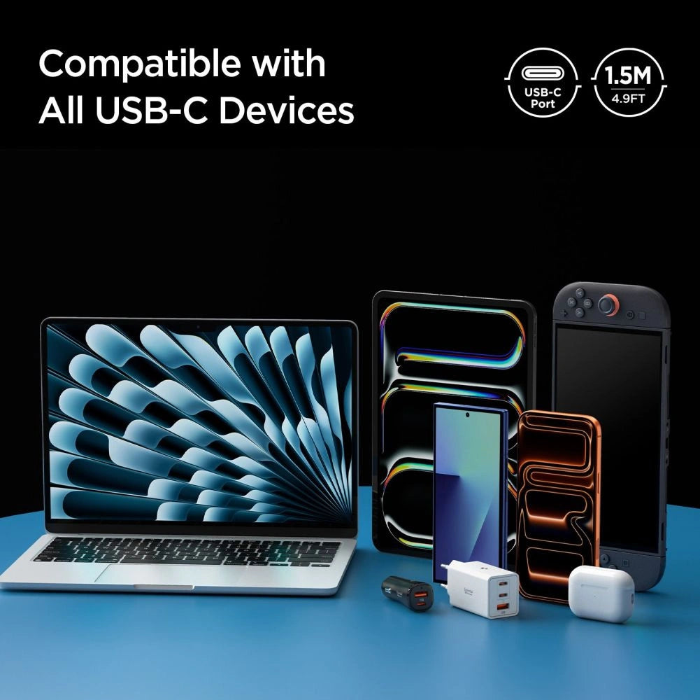 Kabel Spigen Essential EB24015CC USB-C / USB-C 240W 150cm - czarny – zdjęcie 9
