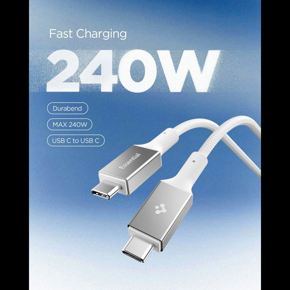 Kabel Spigen Essential EB24015CC USB-C / USB-C 240W 150cm - biały – zdjęcie 3