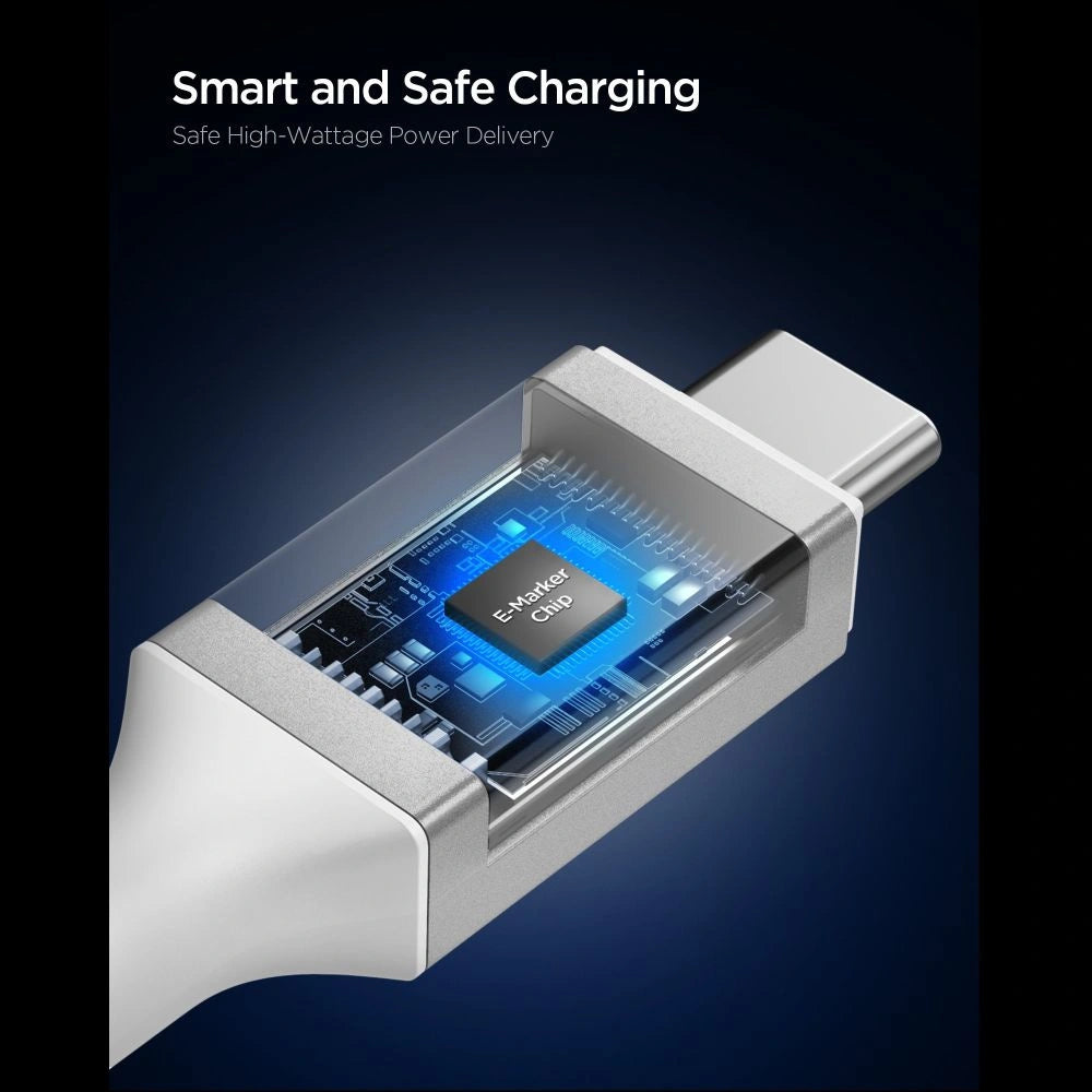 Kabel Spigen Essential EB24015CC USB-C / USB-C 240W 150cm - biały – zdjęcie 5