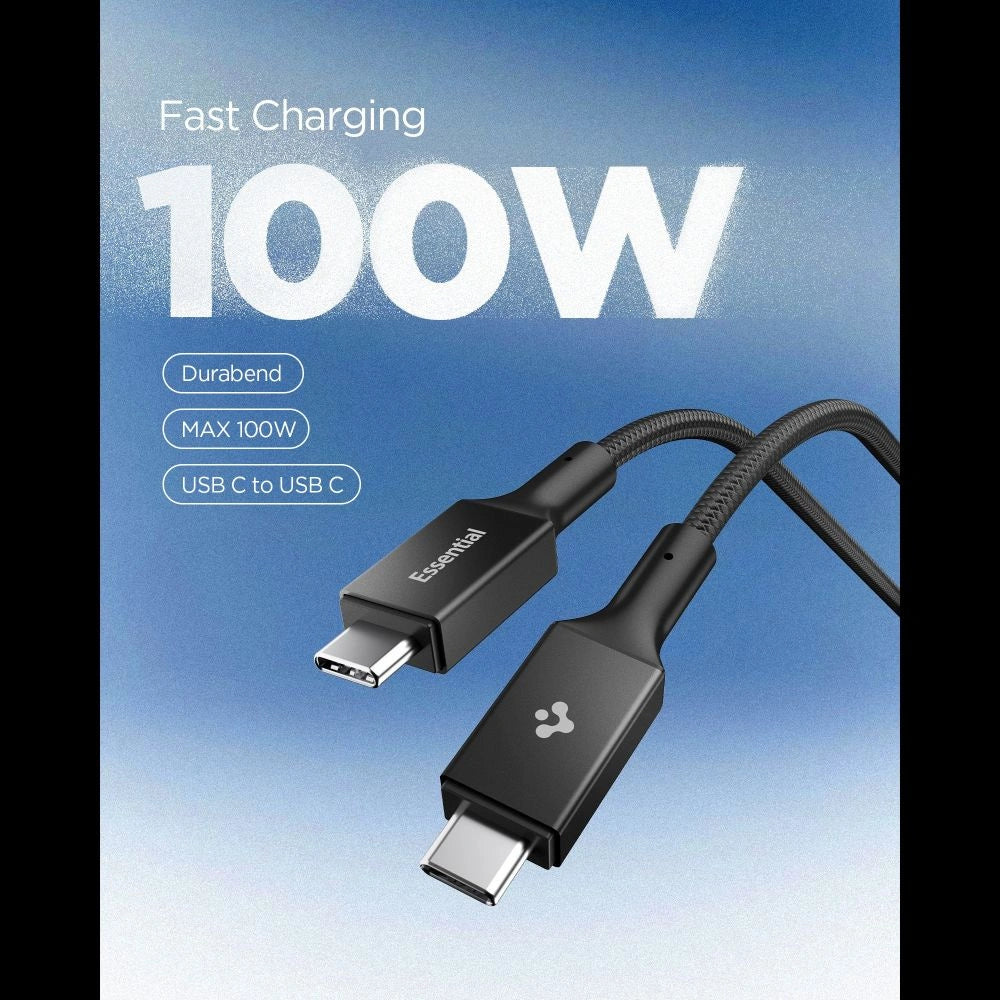 Kabel Spigen Essential EB10015CC USB-C / USB-C 100W 150cm - czarny – zdjęcie 3