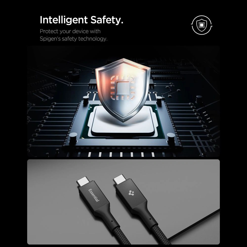 Kabel Spigen Essential EB10015CC USB-C / USB-C 100W 150cm - czarny – zdjęcie 7