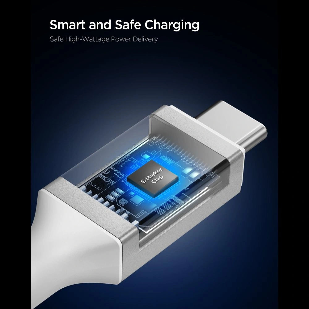 Kabel Spigen Essential EB10015CC USB-C / USB-C 100W 150cm - biały – zdjęcie 5