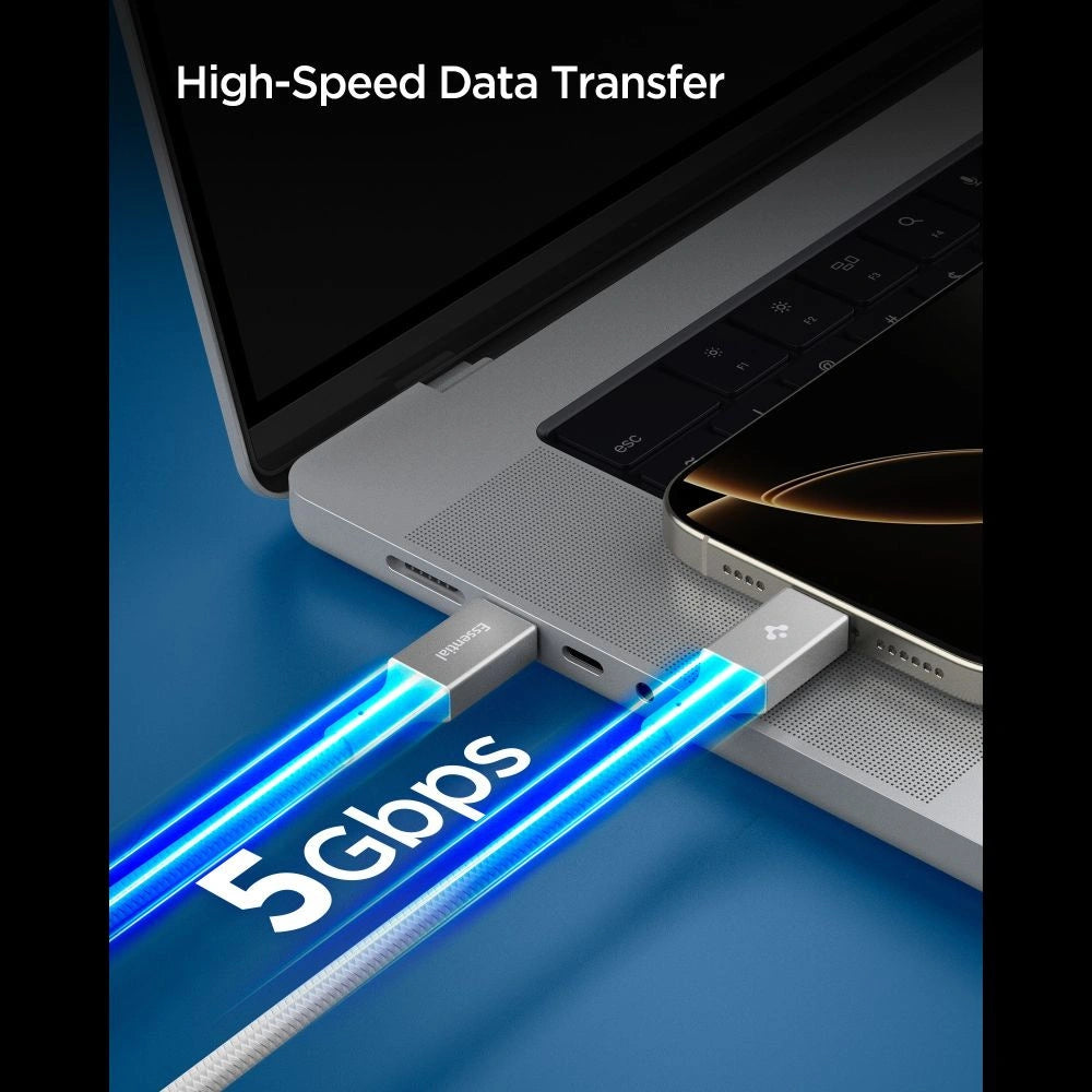 Kabel Spigen Essential EB10015CC USB-C / USB-C 100W 150cm - biały – zdjęcie 6