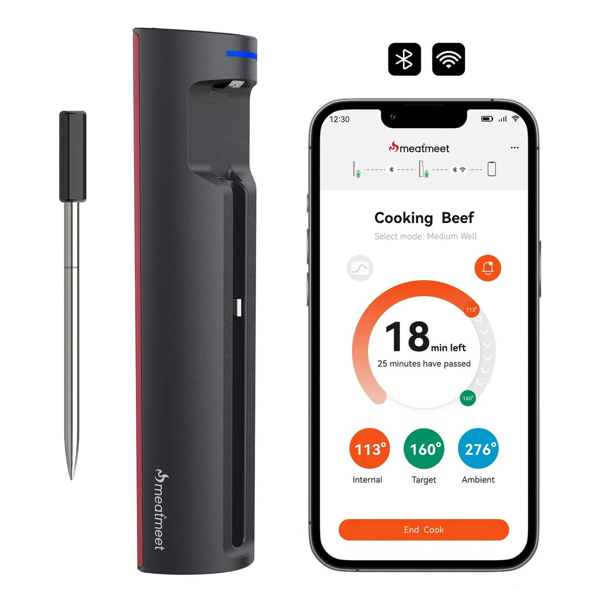 Termometr kuchenny Meatmeet Pro smart z aplikacją Bluetooth/WiFi - czarny