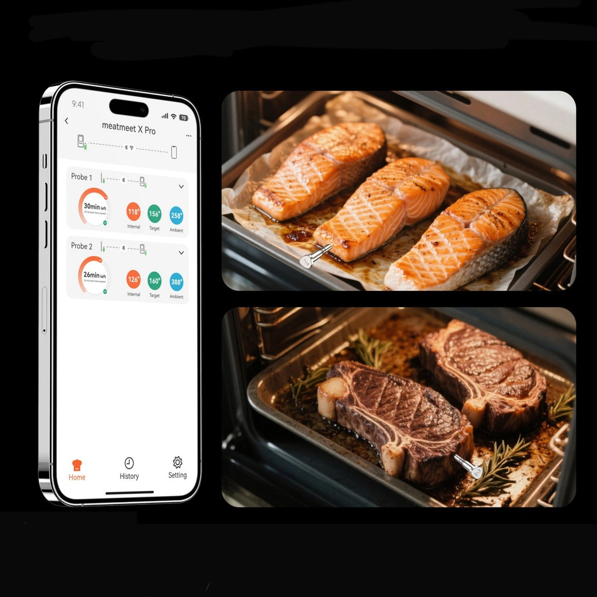 Termometr kuchenny Meatmeet X Pro z do grilla piekarnika wędzarni - czarny – zdjęcie 7