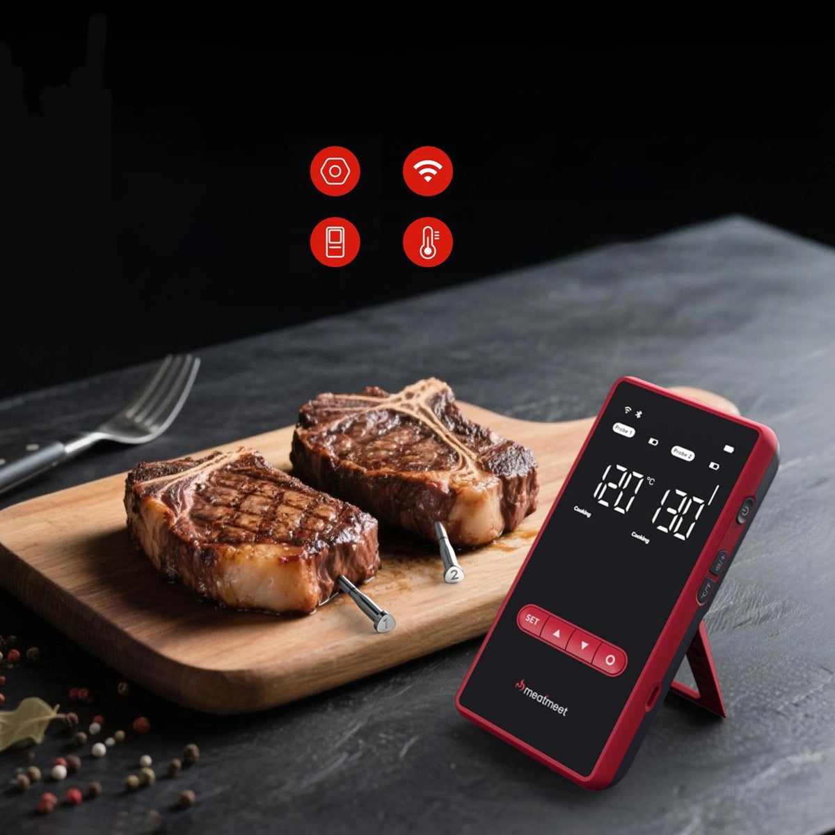Termometr kuchenny Meatmeet X Pro z do grilla piekarnika wędzarni - czarny – zdjęcie 8
