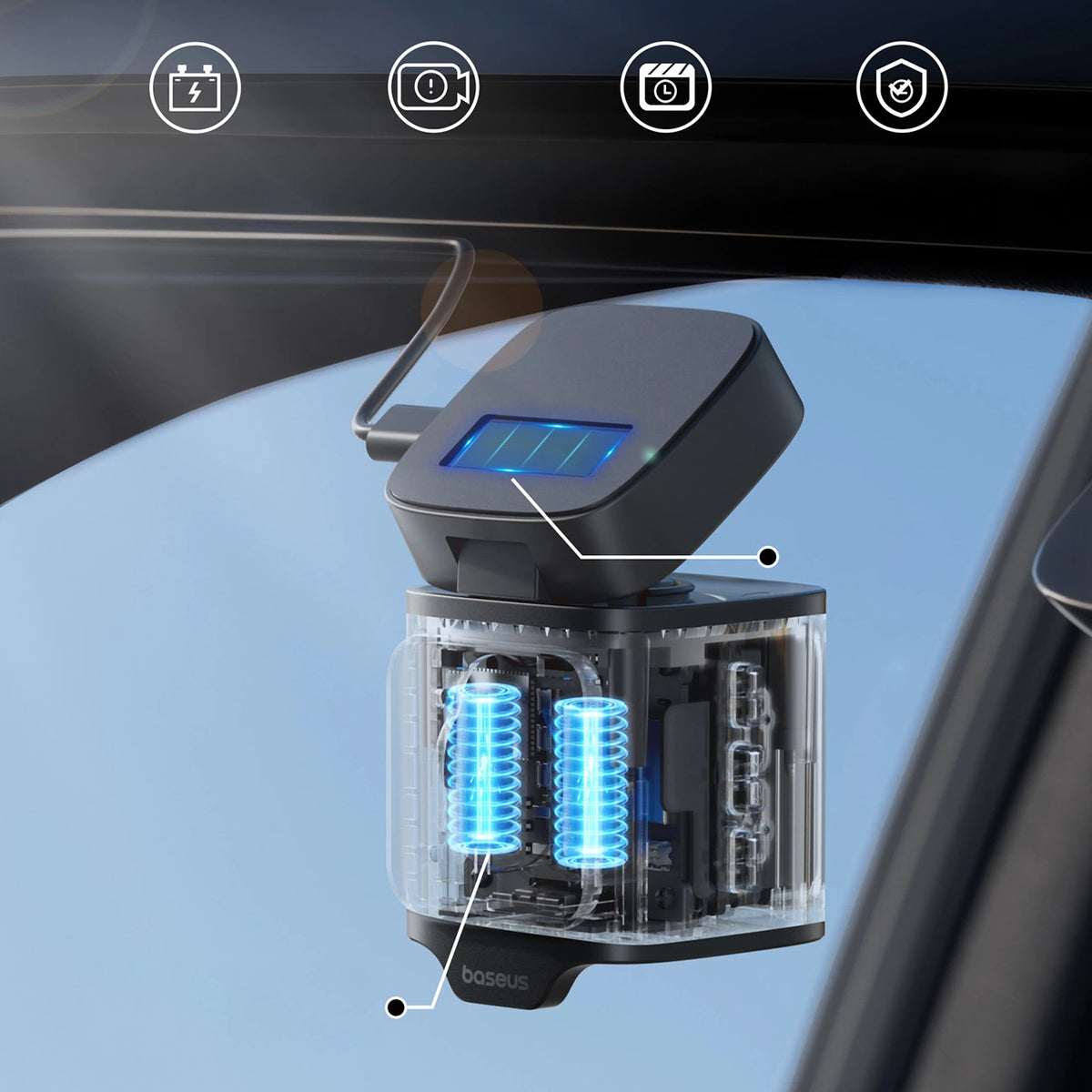 Wideorejestrator Baseus PrimeTrip VD1 Pro kamera samochodowa 4K z - czarny – zdjęcie 16