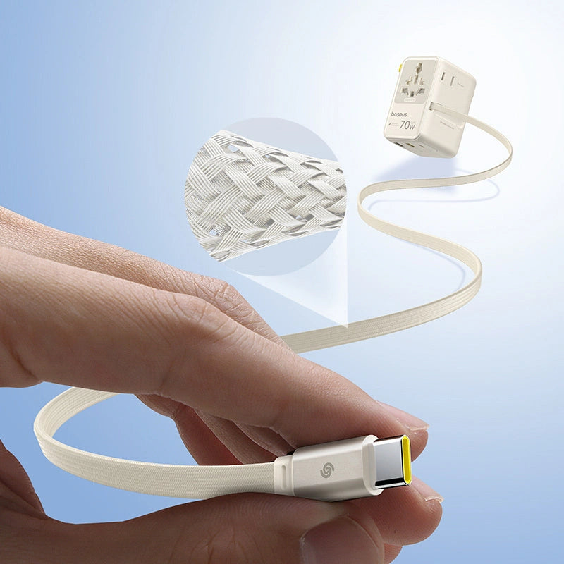 Adapter podróżny Baseus EnerCore CG11 70W 6w1 ze zwijanym kablem - biały