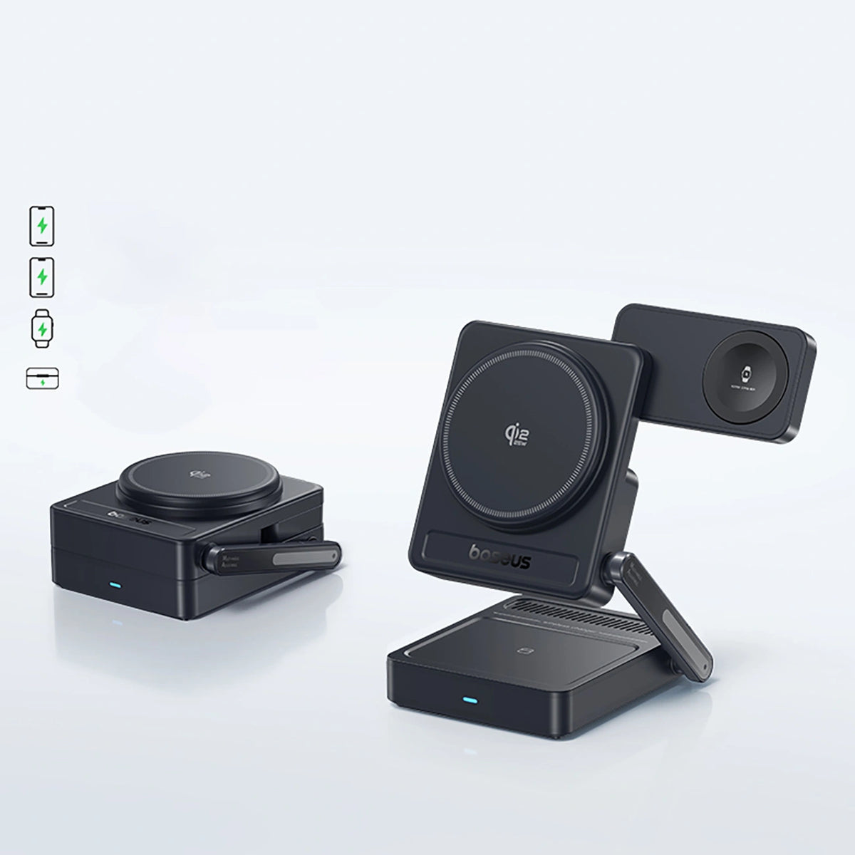 Ładowarka bezprzewodowa Baseus PicoGo AF21 3w1 Qi2.2 35W z - czarna – zdjęcie 10