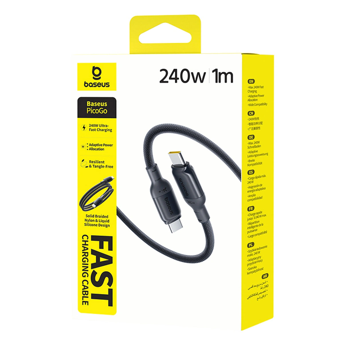 Kabel Baseus PicoGo Fast Charging 240W USB-C do USB-C 1m - czarny