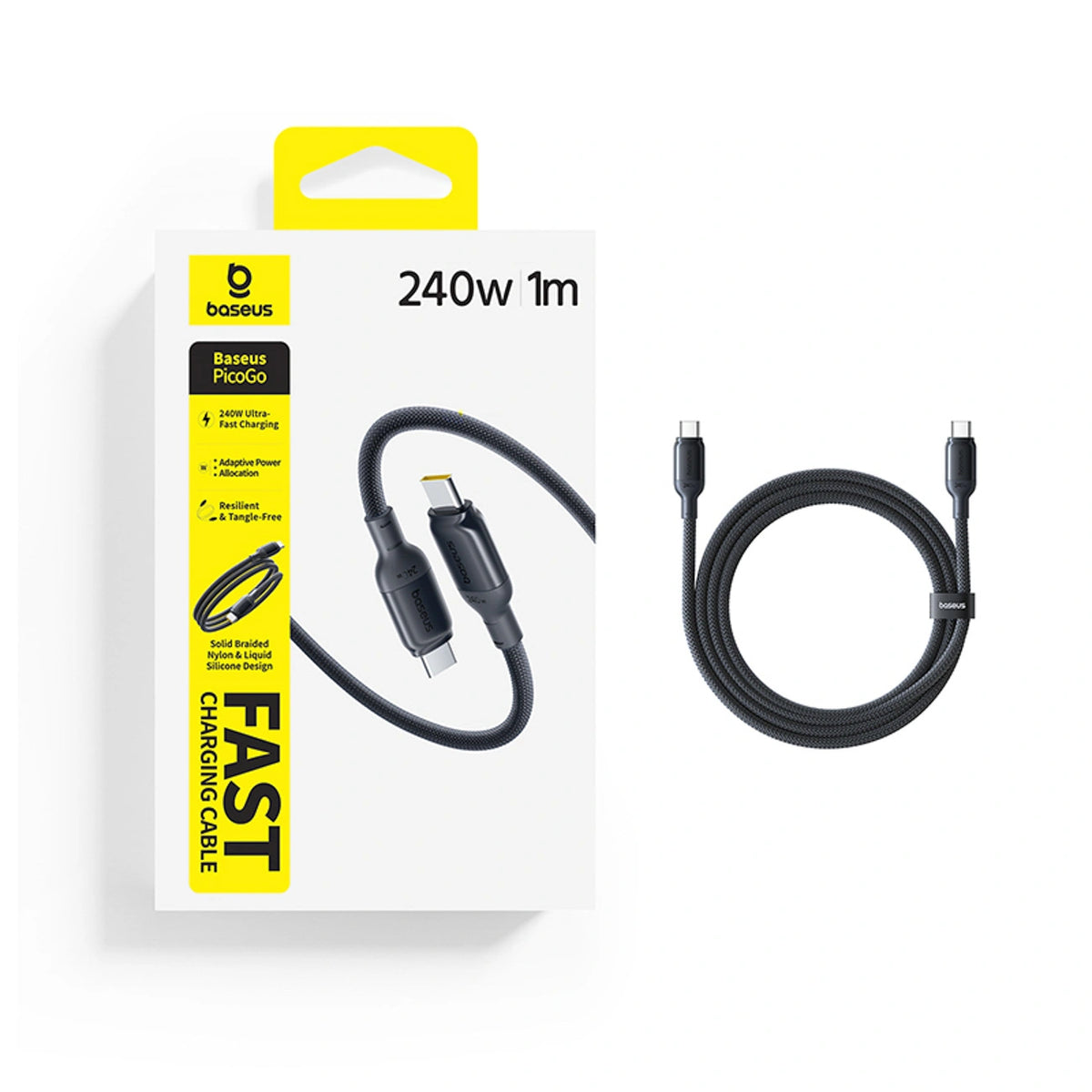 Kabel Baseus PicoGo Fast Charging 240W USB-C do USB-C 1m - czarny