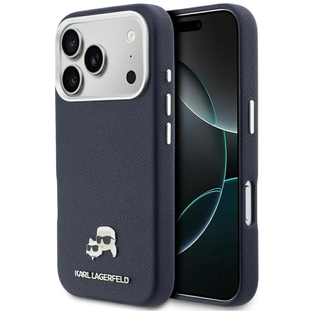 Etui Karl Lagerfeld Karl & Choupette Head na iPhone 17 Pro - niebieskie