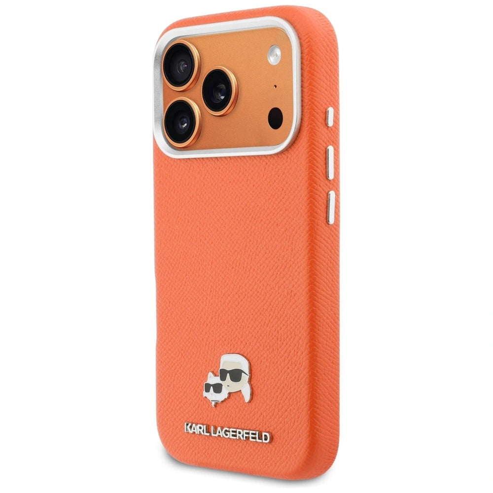 Etui Karl Lagerfeld Karl & Choupette Head na iPhone 17 Pro - pomarańczowe – zdjęcie 2