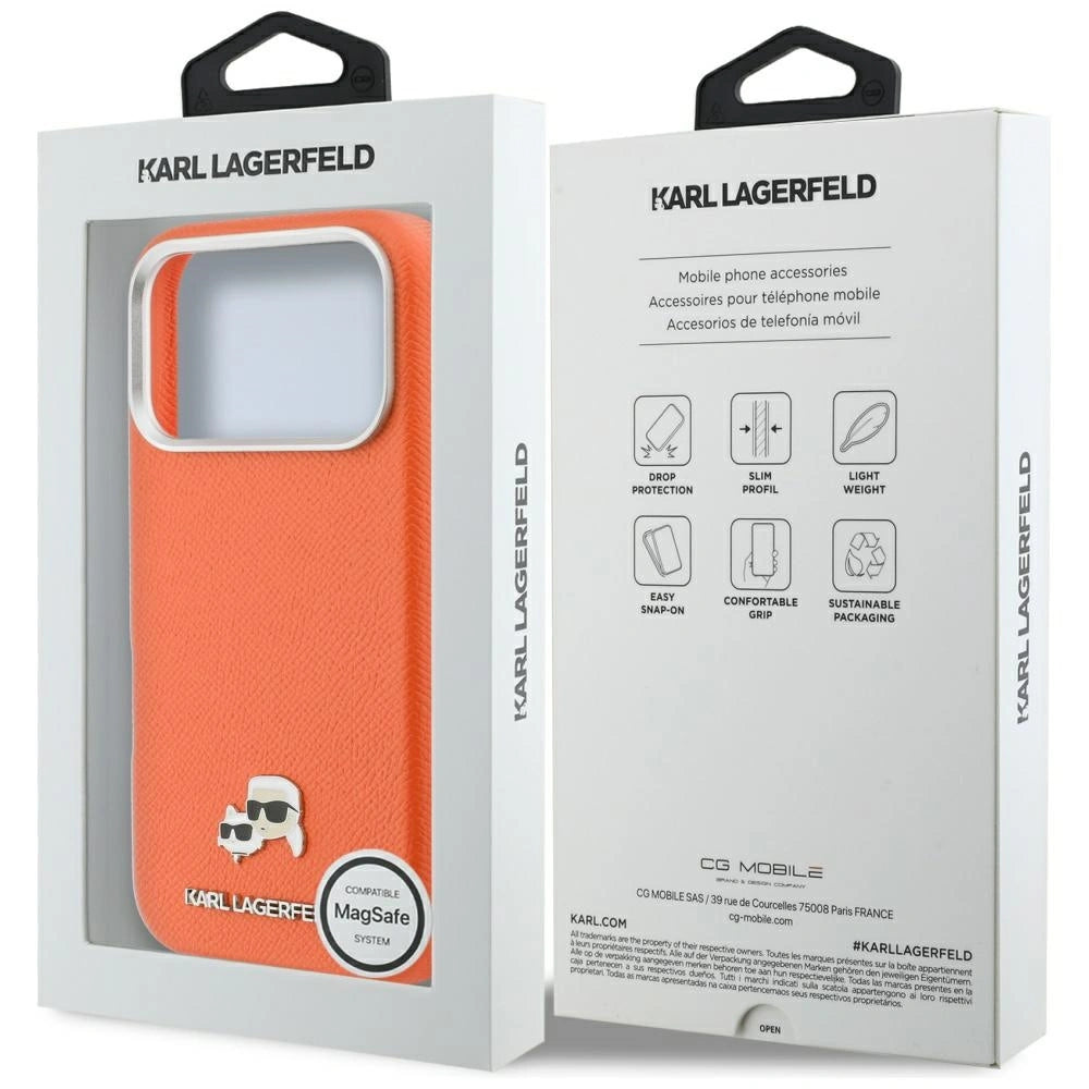 Etui Karl Lagerfeld Karl & Choupette Head na iPhone 17 Pro - pomarańczowe – zdjęcie 8