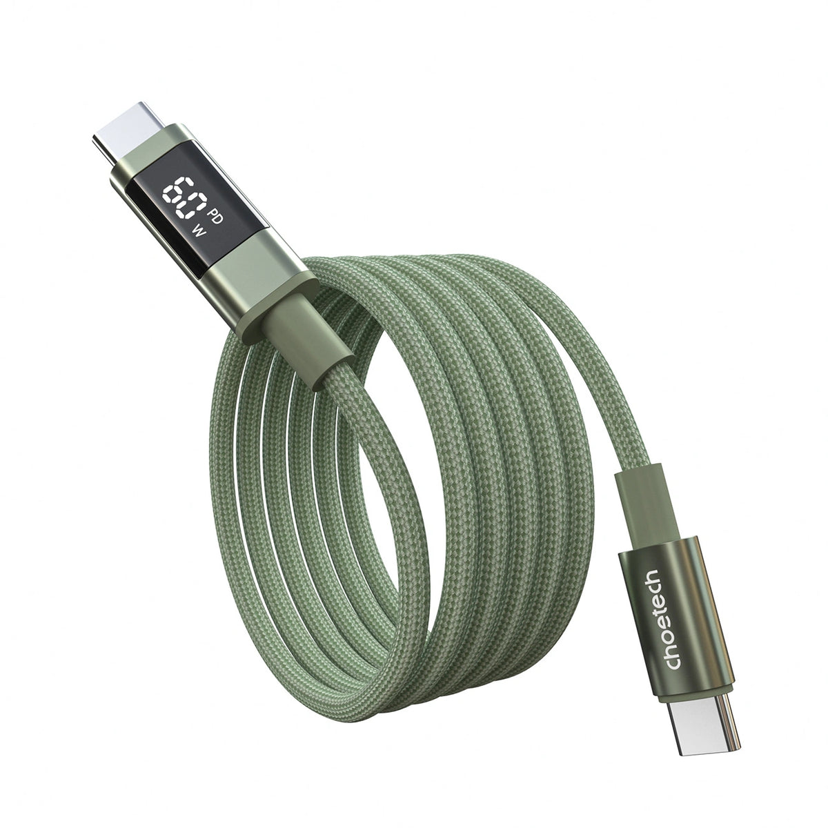 Kabel Choetech XCC-1068 PD 60 W USB-C - USB-C z wyświetlaczem - zielony – zdjęcie 2