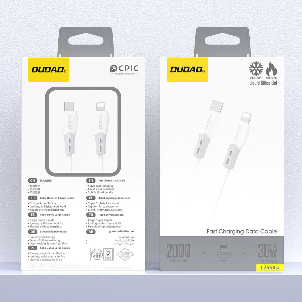 Kabel Dudao L25SX 30 W USB-C - Lightning z miękkim silikonowym - biały – zdjęcie 2