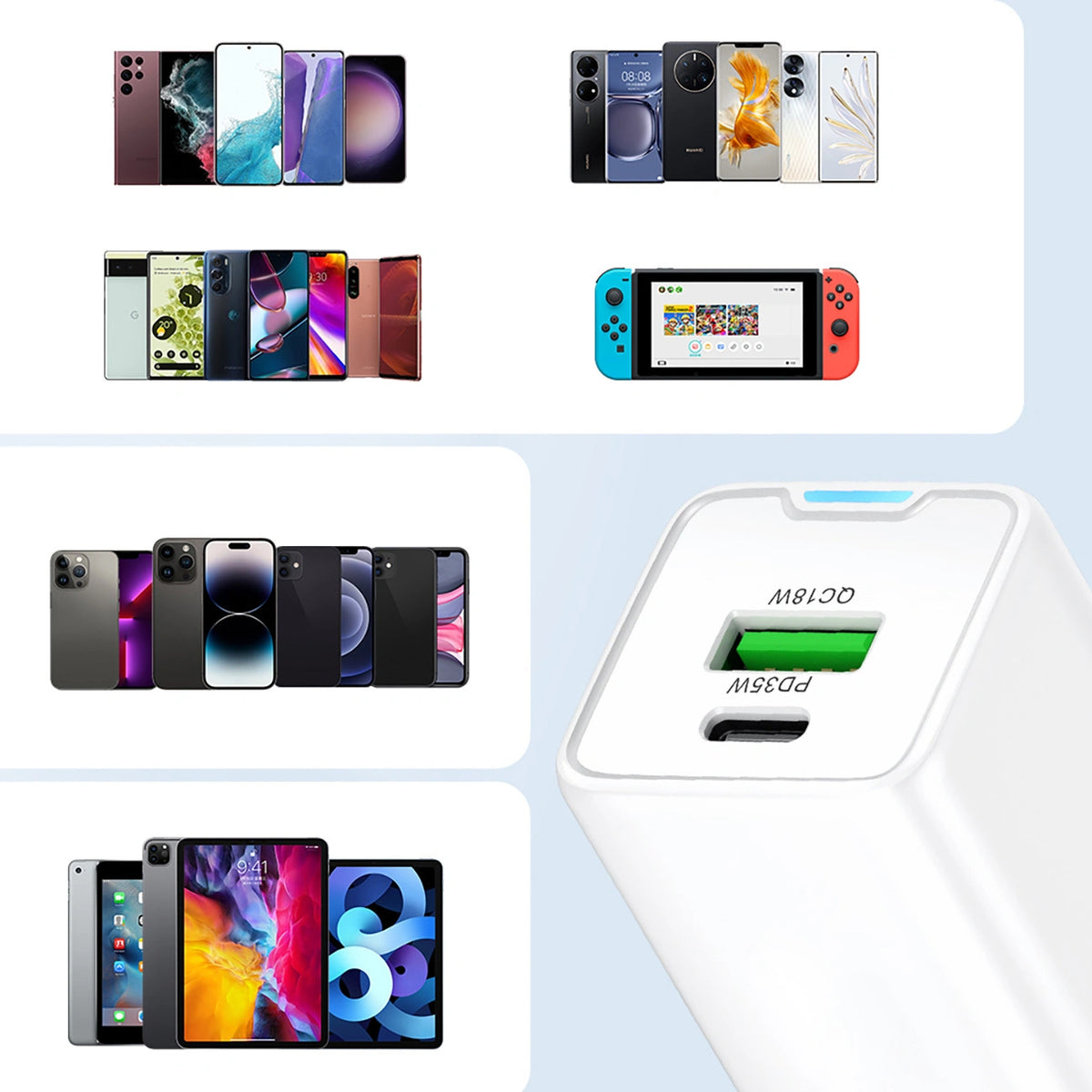 Ładowarka sieciowa Wozinsky WWC-35W GaN USB-A + USB-C - biała – zdjęcie 10