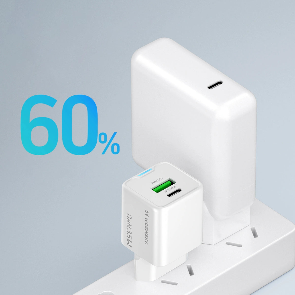 Ładowarka sieciowa Wozinsky WWC-35W GaN USB-A + USB-C - biała – zdjęcie 8