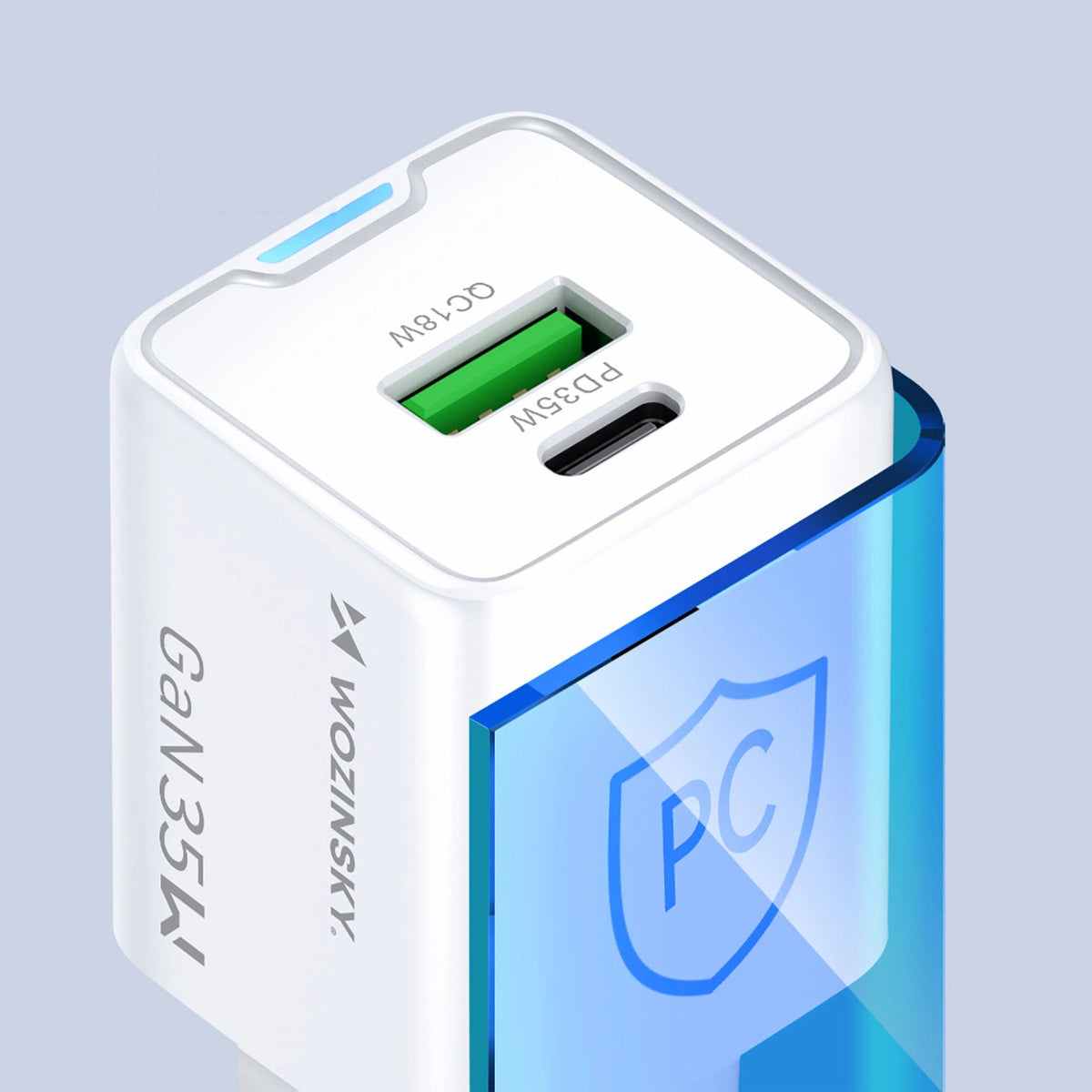 Ładowarka sieciowa Wozinsky WWC-35W GaN USB-A + USB-C - biała – zdjęcie 9