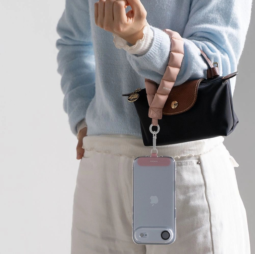 Smycz do telefonu Ringke Holder & Puffer Hand Strap - różowa – zdjęcie 3