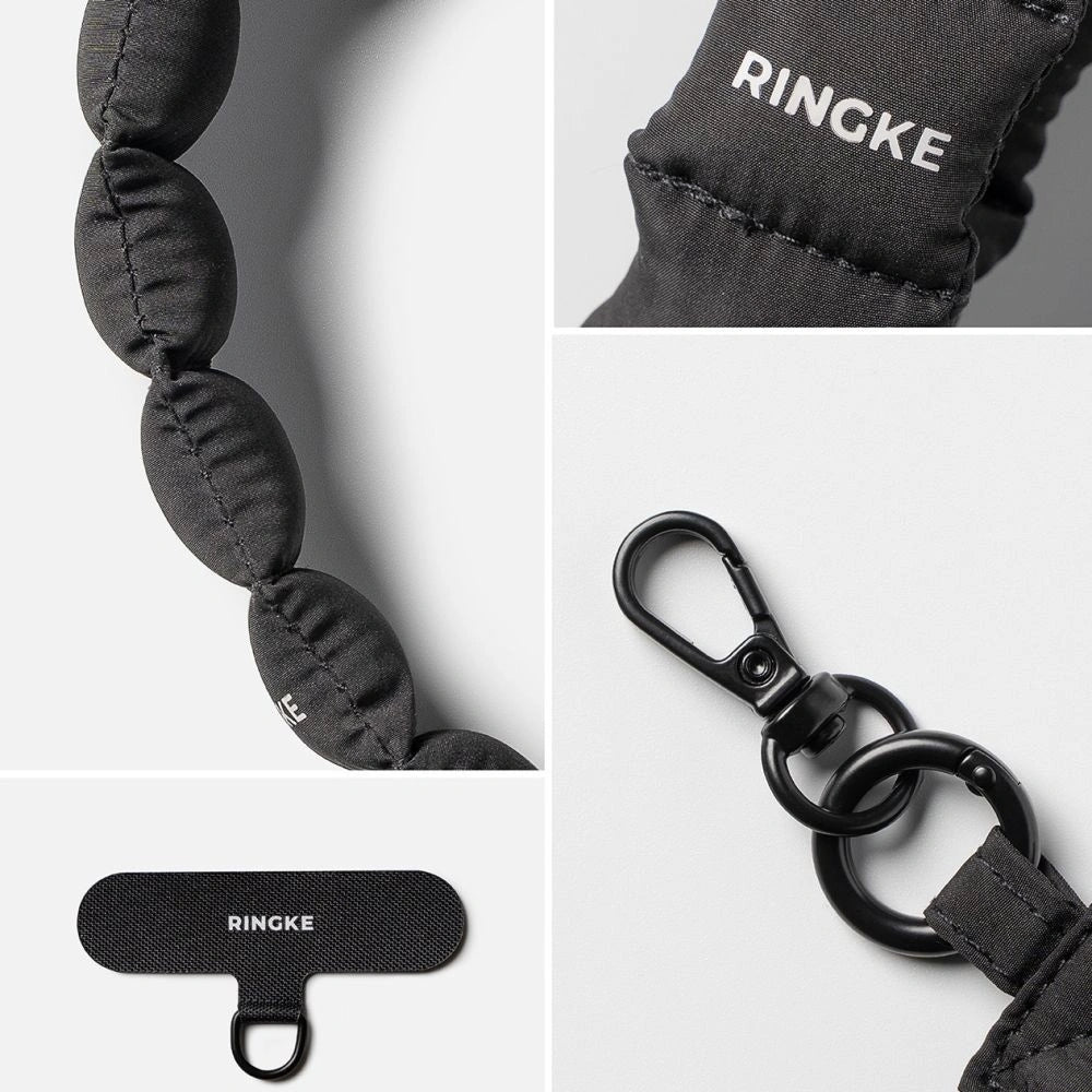 Smycz do telefonu Ringke Holder & Puffer Hand Strap - czarna – zdjęcie 3
