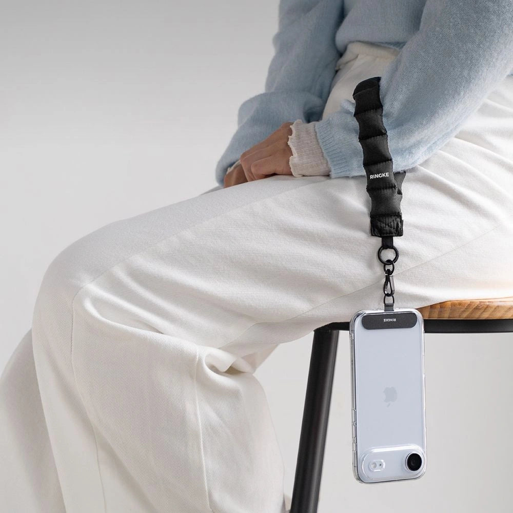 Smycz do telefonu Ringke Holder & Puffer Hand Strap - czarna – zdjęcie 5