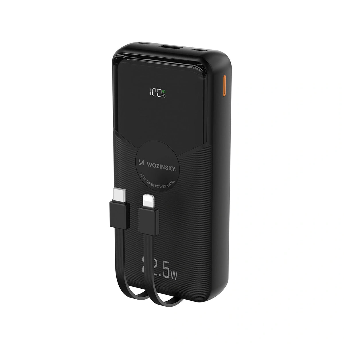 Powerbank Wozinsky 20000mAh 22,5W PD20W z wbudowanymi kablami - czarny