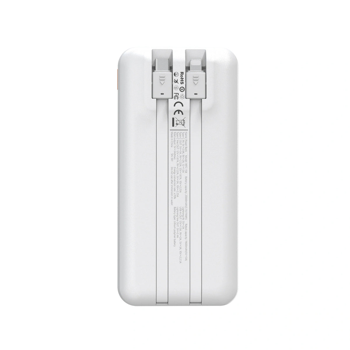 Powerbank Wozinsky 20000mAh 22,5W PD20W z wbudowanymi kablami - biały – zdjęcie 4