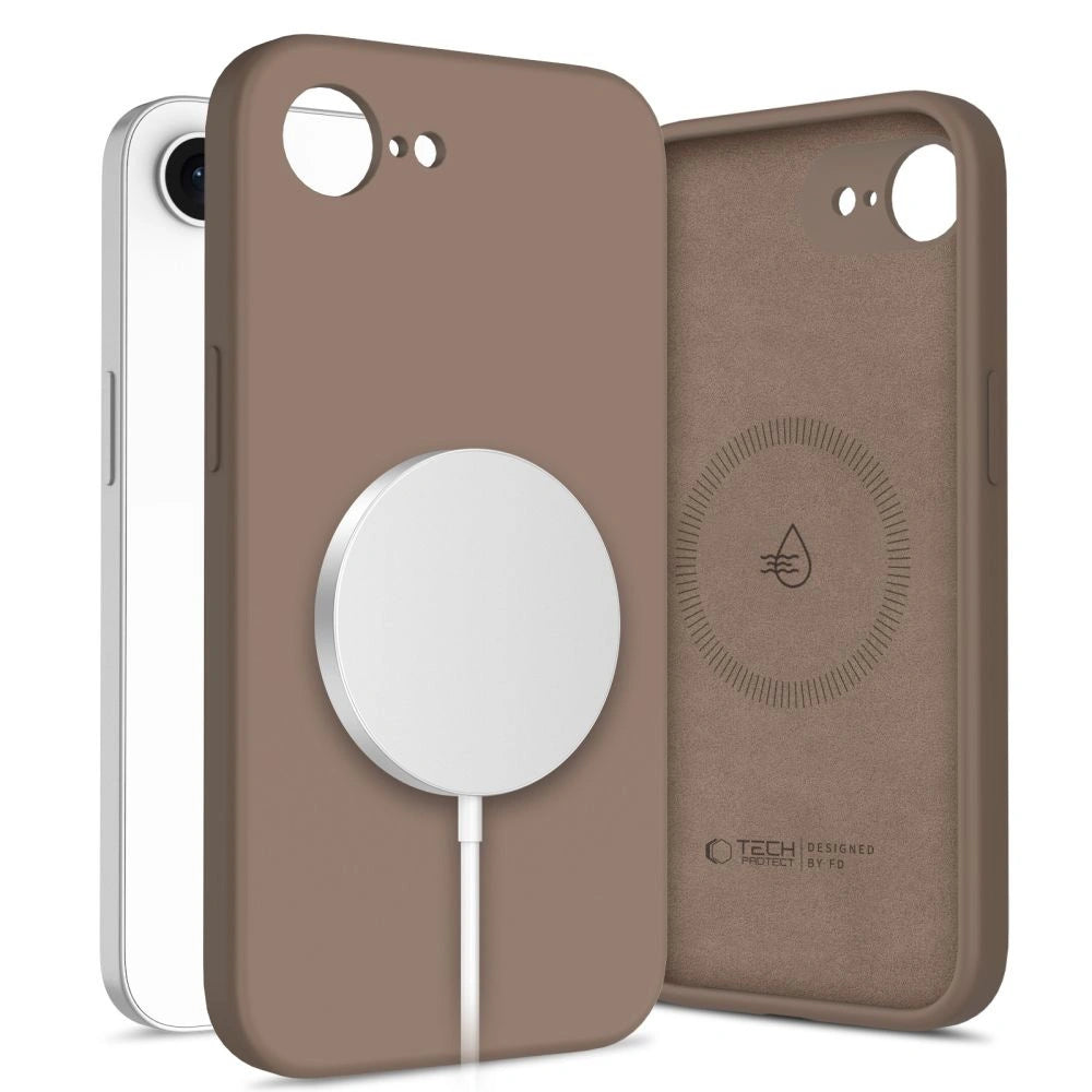 Etui Tech-Protect Silicone MagSafe na iPhone 16e / 17e - brązowe