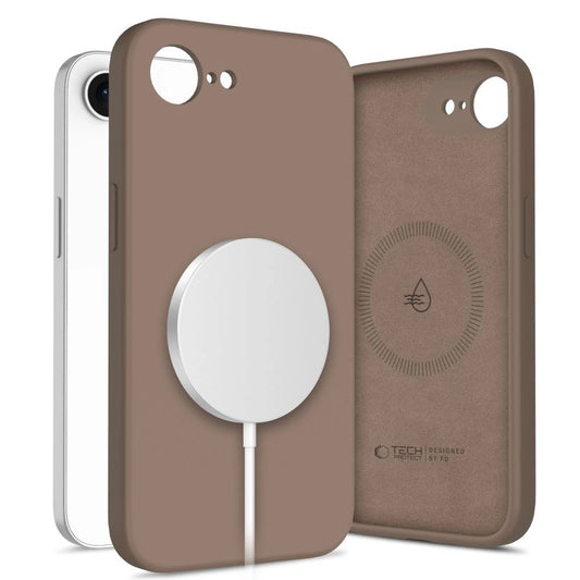 Etui Tech-Protect Silicone MagSafe na iPhone 16e / 17e - brązowe
