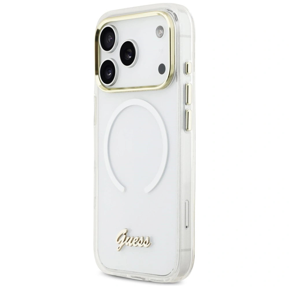 Etui Guess IML Gradient Script Metal MagSafe na iPhone 17 Pro - białe – zdjęcie 2