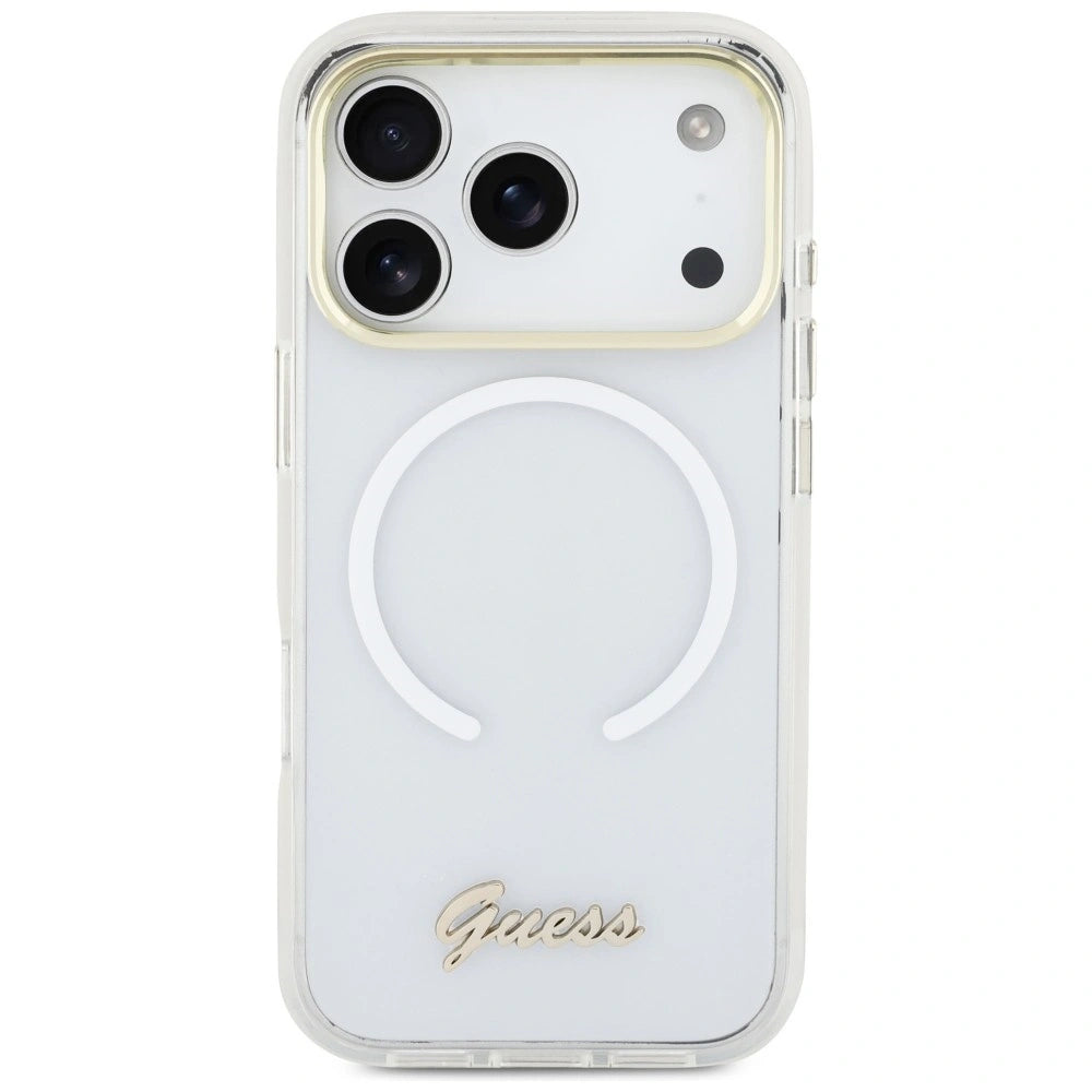 Etui Guess IML Gradient Script Metal MagSafe na iPhone 17 Pro Max - białe – zdjęcie 3