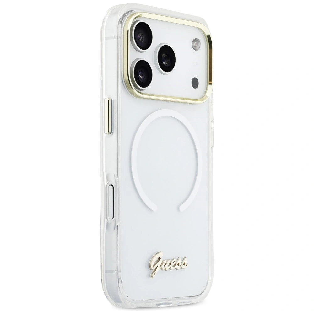 Etui Guess IML Gradient Script Metal MagSafe na iPhone 17 Pro Max - białe – zdjęcie 4