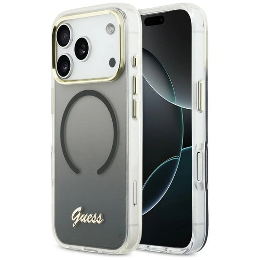 Etui Guess IML Gradient Script Metal MagSafe na iPhone 17 Pro Max - czarne