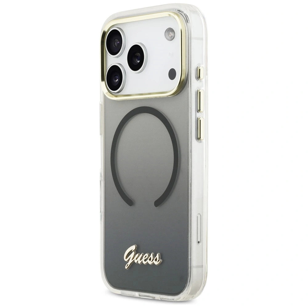 Etui Guess IML Gradient Script Metal MagSafe na iPhone 17 Pro Max - czarne – zdjęcie 2