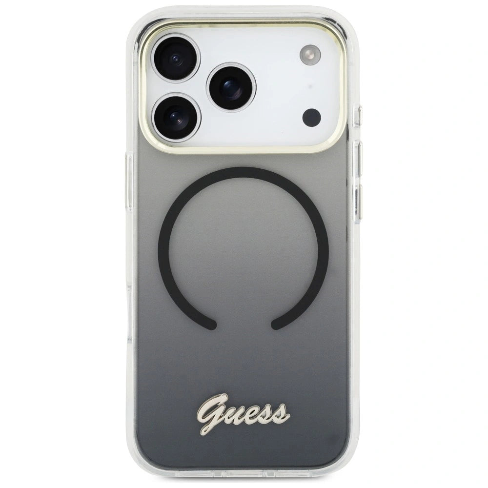 Etui Guess IML Gradient Script Metal MagSafe na iPhone 17 Pro Max - czarne – zdjęcie 3