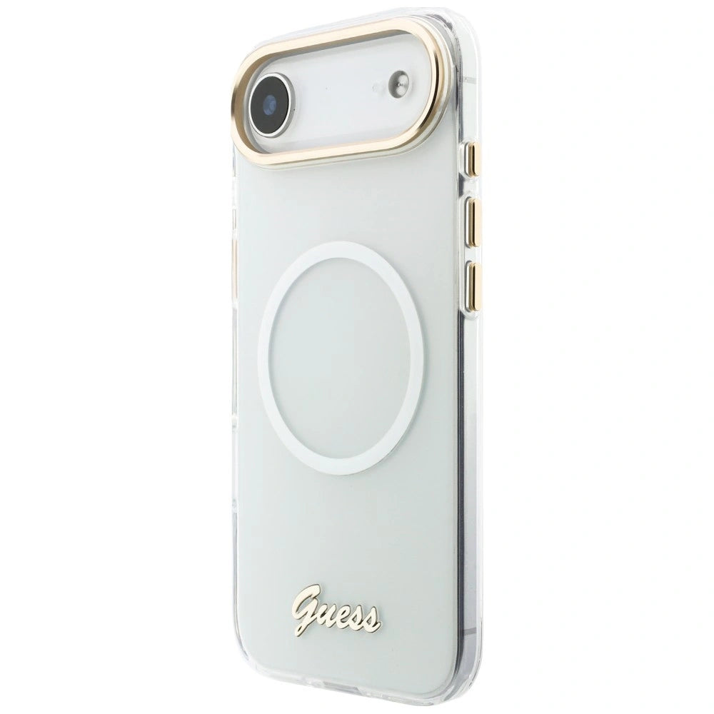 Etui Guess IML Gradient Script Metal MagSafe na iPhone Air - białe – zdjęcie 2
