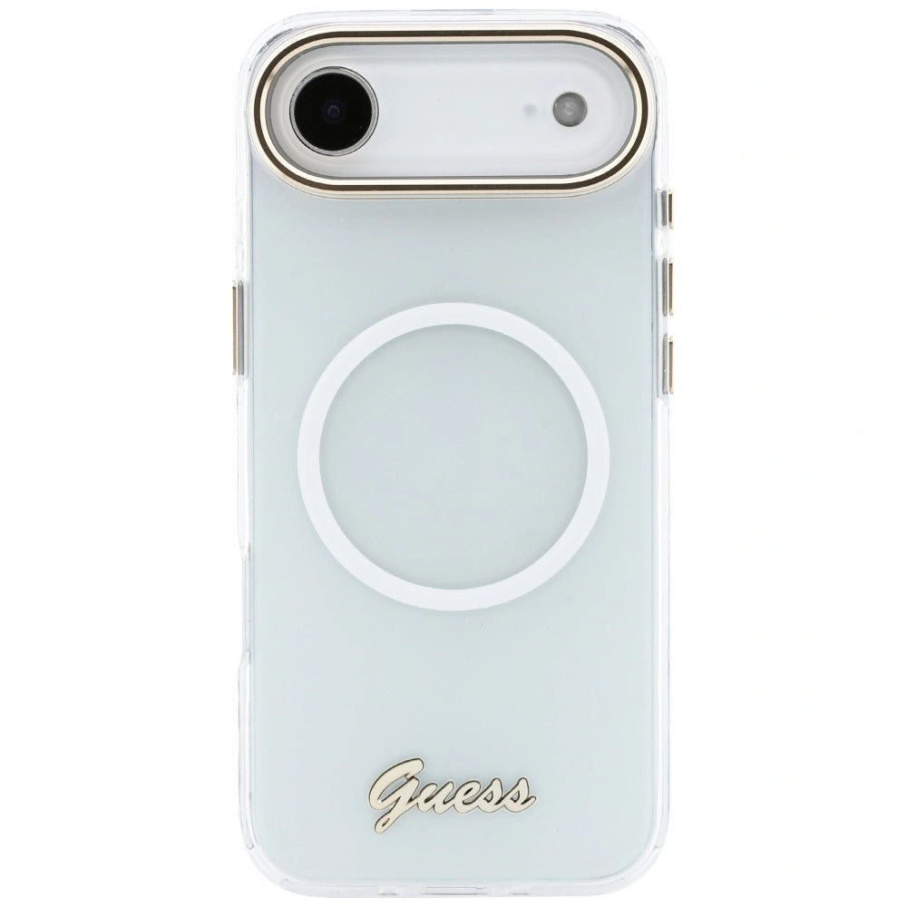 Etui Guess IML Gradient Script Metal MagSafe na iPhone Air - białe – zdjęcie 3