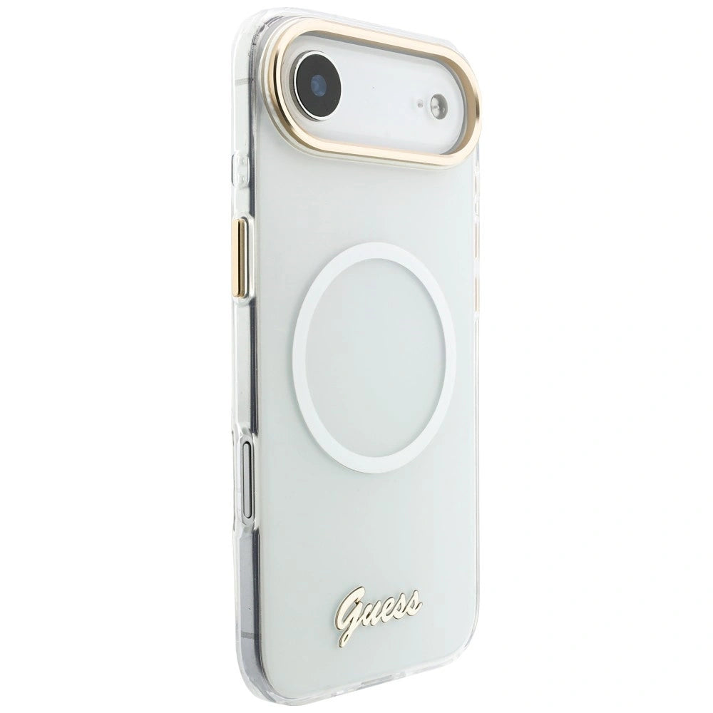 Etui Guess IML Gradient Script Metal MagSafe na iPhone Air - białe – zdjęcie 4