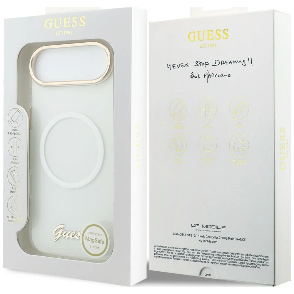 Etui Guess IML Gradient Script Metal MagSafe na iPhone Air - białe – zdjęcie 8