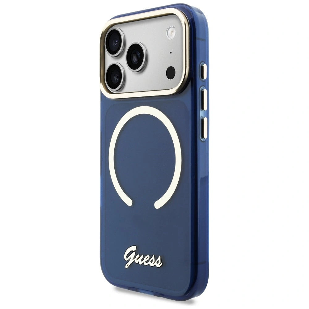Etui Guess IML Script Metal MagSafe na iPhone 17 Pro - niebieskie – zdjęcie 2