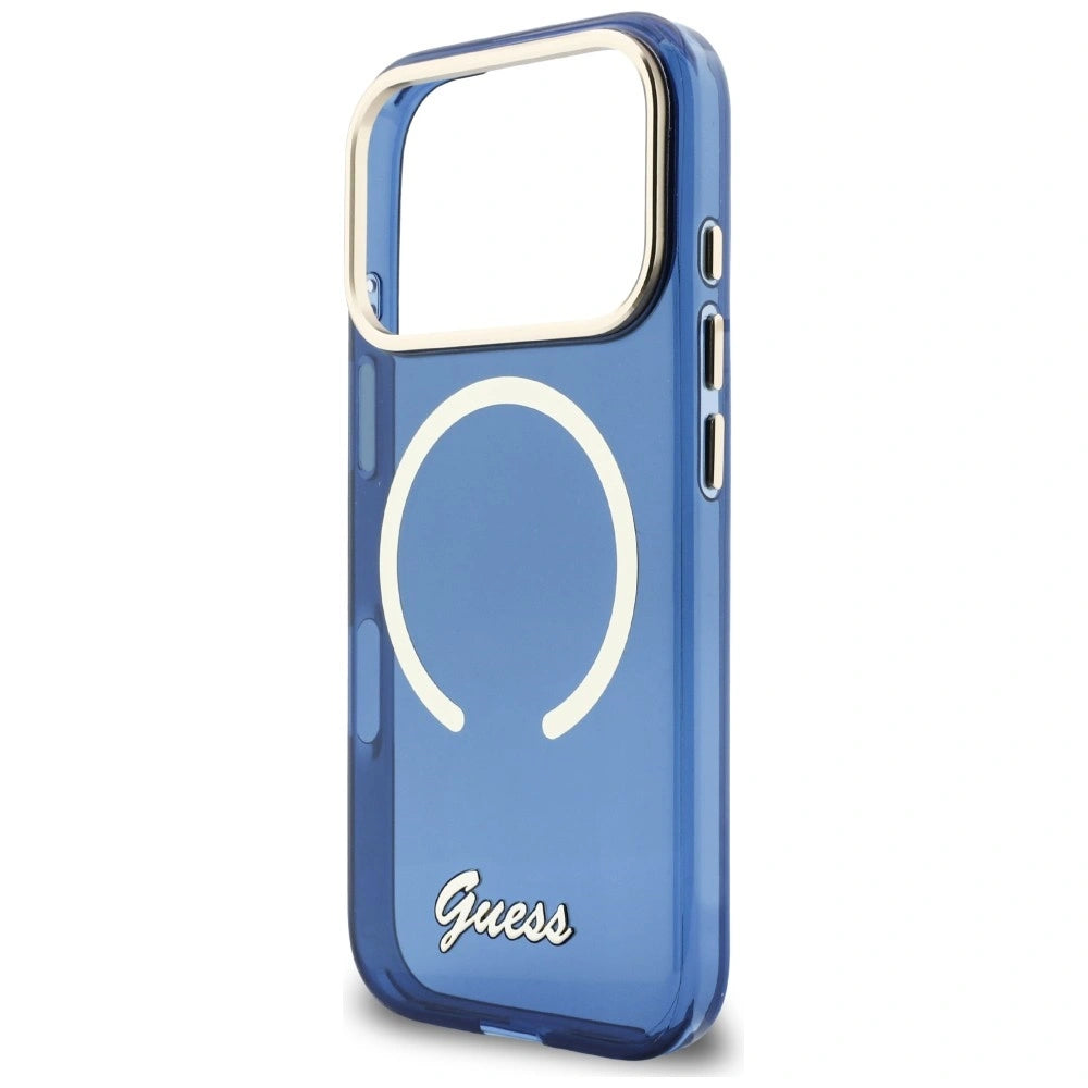 Etui Guess IML Script Metal MagSafe na iPhone 17 Pro - niebieskie – zdjęcie 6