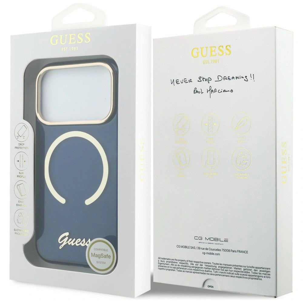 Etui Guess IML Script Metal MagSafe na iPhone 17 Pro - niebieskie – zdjęcie 8