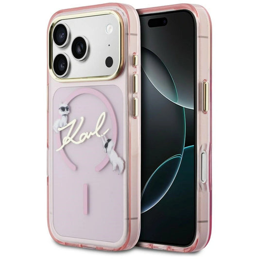 Etui Karl Lagerfeld IML Choupettes Karl Script na iPhone 17 Pro - różowe