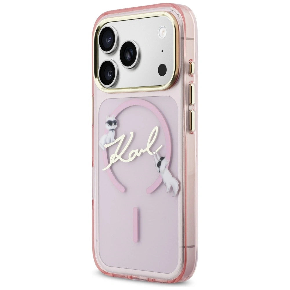 Etui Karl Lagerfeld IML Choupettes Karl Script na iPhone 17 Pro - różowe – zdjęcie 2