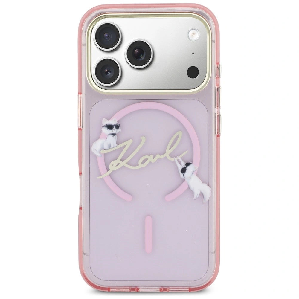Etui Karl Lagerfeld IML Choupettes Karl Script na iPhone 17 Pro - różowe – zdjęcie 3
