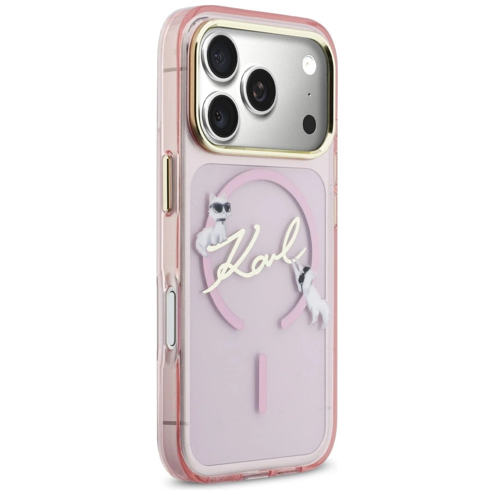 Etui Karl Lagerfeld IML Choupettes Karl Script na iPhone 17 Pro - różowe – zdjęcie 4