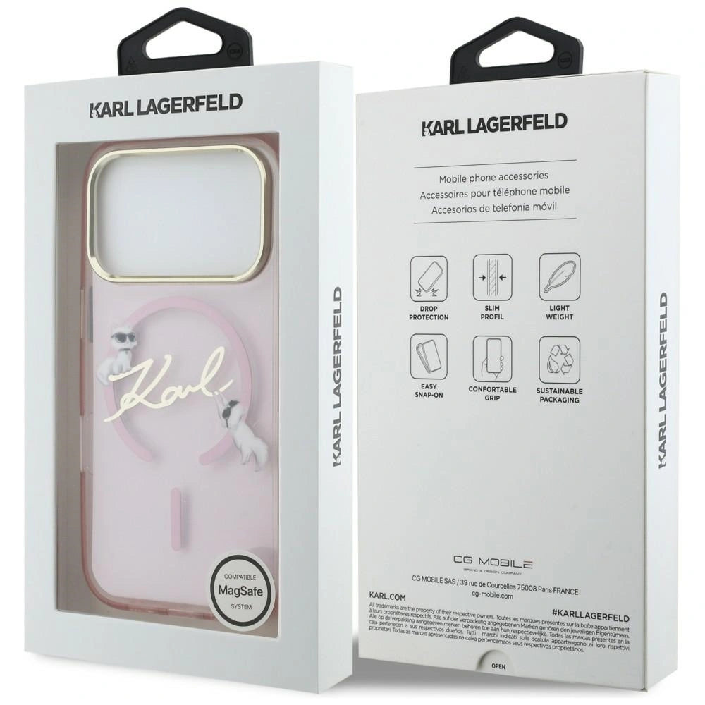 Etui Karl Lagerfeld IML Choupettes Karl Script na iPhone 17 Pro - różowe – zdjęcie 8